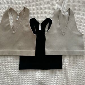 Zenana Ribbed Knit Razorback - Beige, Black, Gray